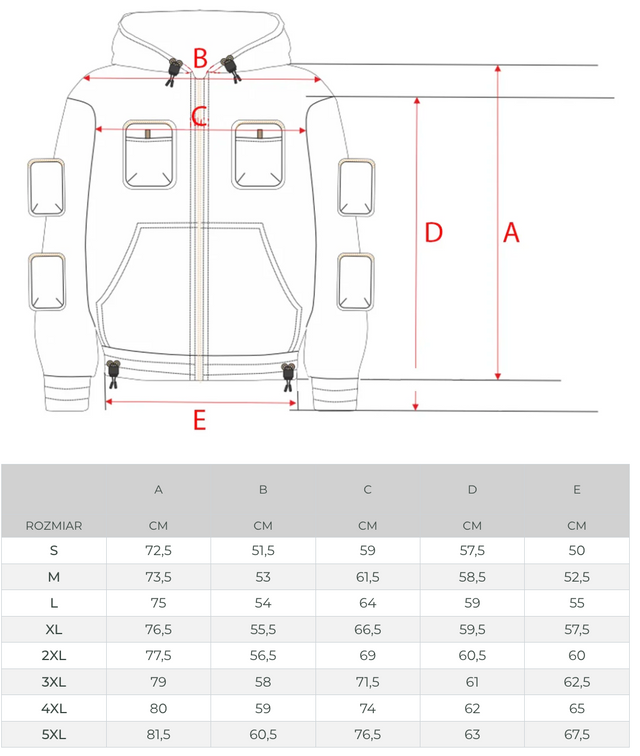 Tabela Rozmiarów Stoprocent - Kurtka Hoodie Jacket